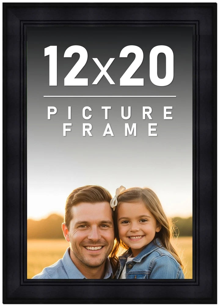 12x20 Frame Black Picture Frame  Modern Photo Frame UV Acrylic, Acid Free Backer Model