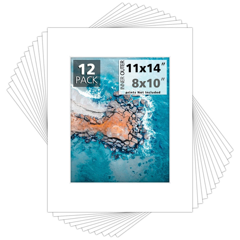 12 Pack 8x8 White Photo Mat Boards Fits 4x4 4-Ply Acid-Free DIY Picture Framing Model