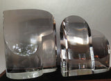 Vintage STEUBEN GLASS #8377/8376 Pair Hearts Point Up/Down Sculptures Model