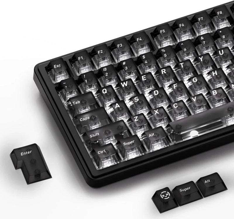 XVX Black Clear Keycaps, Transparent Keycaps 60 75 100 Percent, Ceramic Model