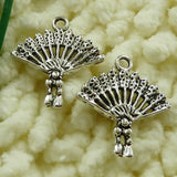 180 Pcs Tibetan Silver Fan Charms Pendant 22X20MM S2355 DIY Jewelry Making Charms