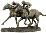 US 12.63 Inch Two Jockeys Horse Racing Cold Cast Bronze Figurine Model