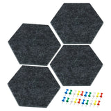 4Pcs Self Adhesive Wall Bulletin Hexagon Felt Board Tiles Push Pin Dark Gray Model