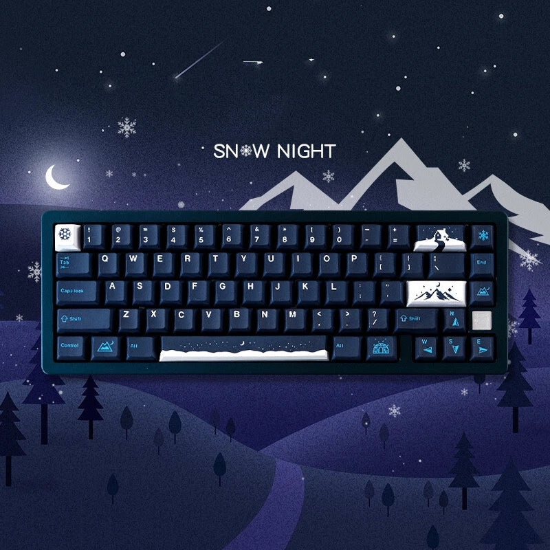 Snowy Night Keycaps Blue 129 Keys Cherry Profile 5 DYE-SUB PBT Keycap For MX Model