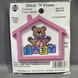 Counted Cross Stitch Kit 2753 Baby Bear Stitch N Frame NMI NOS Blocks Pink Model