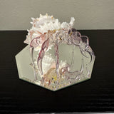 Pink Art Glass Hermit Crab Gold Accents Spiny Seashell Mirror Display Base Model