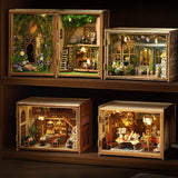 DIY Miniature Dollhouse Model Kit with Furniture LED Lights Wooden Cabin Gifts Model