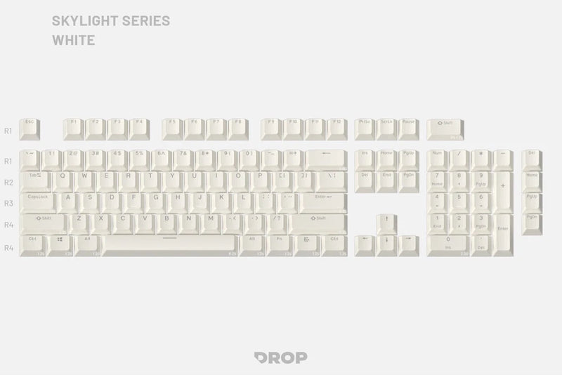 DROP MDX-34629-2 White Shine Through Series Keycap Set 108-key Layouts Model
