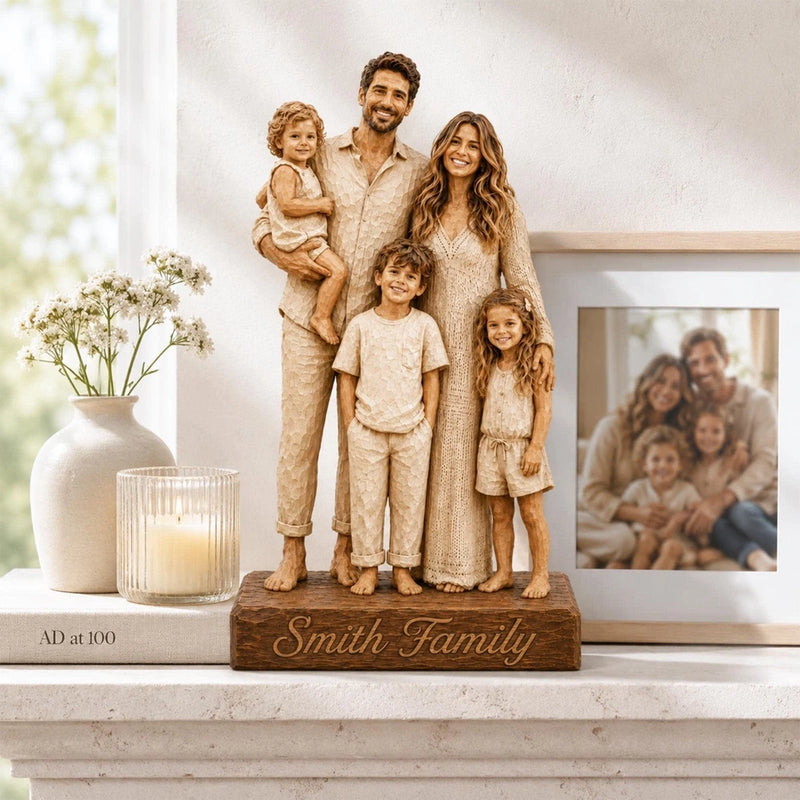 Personalized Custom Photo Figurine, Wooden Family Portrait Statue, Custom Couple Model