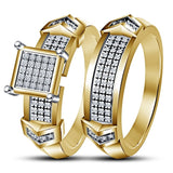 2CT Round Cut Lab Created Diamond Bridal Wedding Ring Set 14K Yellow Gold Over Charms