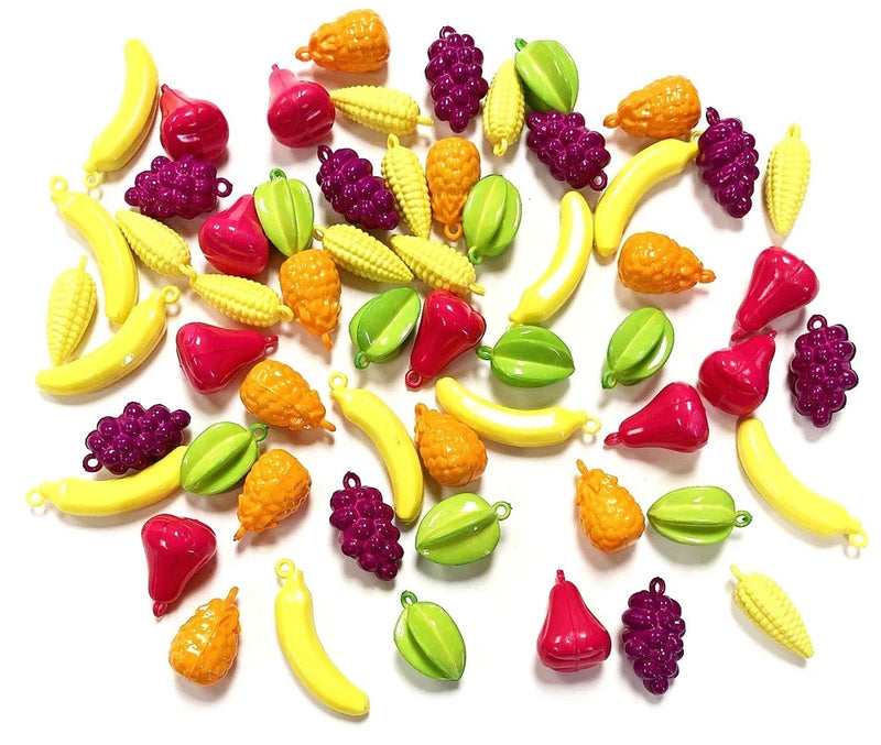 24 Vintage Fruit Vegetable Colorful Assorted Large Acrylic Bead Pendants 5626 Charms