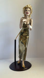 Franklin Mint Marilyn Monroe Gold Dress Porcelain Doll w/ Stand & Perfume Bottle Model
