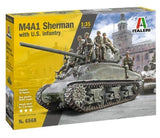 Italeri 6568 1/35 Scale Model Kit WWII U.S Medium Tank M4A1 Sherman w/Infantry Model