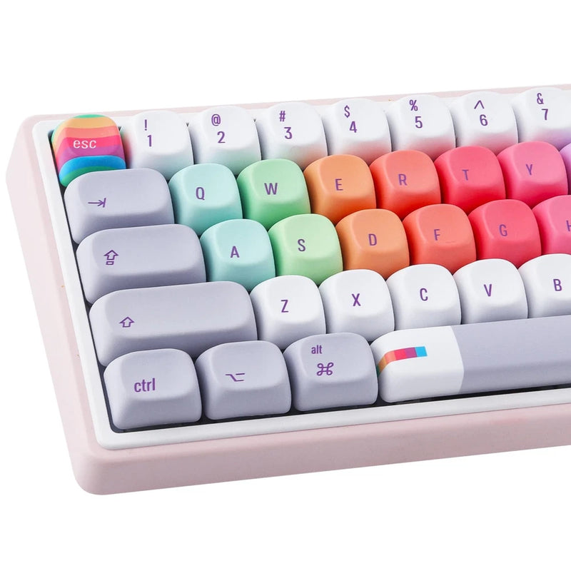 Tsungup MOA Profile Keycaps,131 Keys Cute Gray Rainbow Candy Custom Keycaps Model
