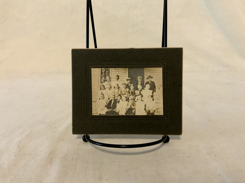 Antique Photo on Board Kids Sitting Outside School House Large House Model