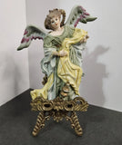 Vtg.Milano Porcelain Angel crafted by Edna Mann 1982, Displayed on Brass Stand Model