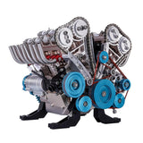 TECHING 500+Pcs V8 Engine Building Kit 8 Cylinder Metal Machinery Model Ornament Model