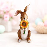 Ceramic Bunny Rabbit Figurine Floral Easter Spring Shelf Garden Decor 9 Inch Art Model
