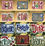 Mill Hill WINTER GREETINGS Charmed Ornaments Counted Cross Stitch Kits WORDS Model