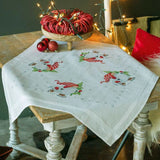 Vervaco stamped cross stitch kit tablechloth "Christmas gnomes", 80x80cm, DIY Model