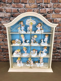 Franklin Mint Almost Angels Porcelain Figurines Lot of 14 With Display Shelf.... Model
