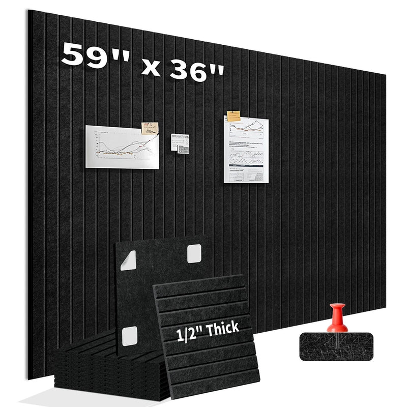 Large Cork Board, 59" x 36",1/2" Thick Bulletin Board, 15PCS Black Felt Wall Pan Model
