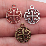 30pcs 14mm  Alloy Charm Heart Hollow out Round Pendant Charms