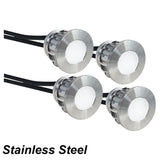 4 Piece Round LED Deck & Step Light Kit DIY Stainless Steel White Complete Kit! Model