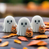 Mini Halloween Ghost Figurines Trick or Treat Tiered Tray Shelf Decor Handmade Model