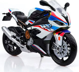 1:18 BMW S1000RR Diecast Model White Motorcycle w/ Front Steering Toy Gifts Model