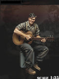 1/35 Resin Figure Model Kit Soldier Playing The Guitar Unassembled and Unpainted Model