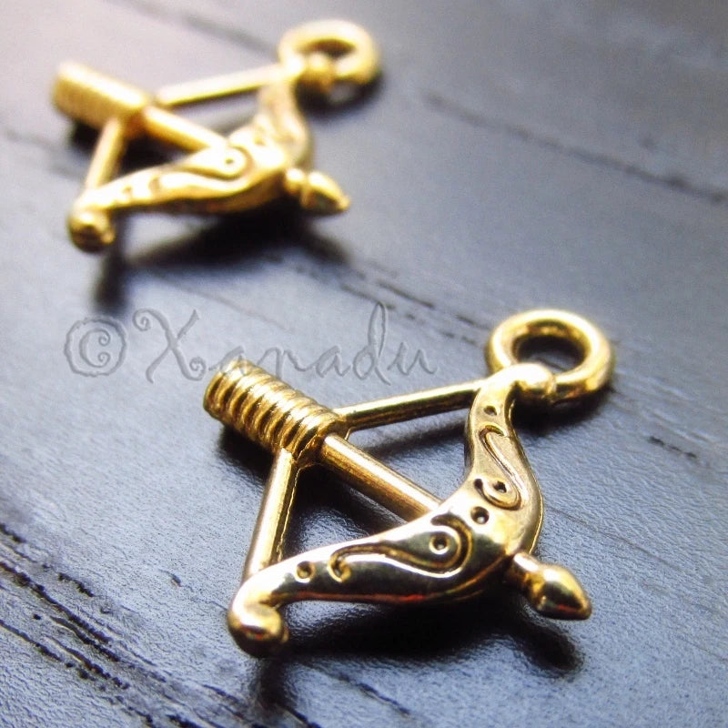 Bow And Arrow Wholesale Gold Plated Charm Pendants C4235 - 10, 20 Or 50PCs Charms
