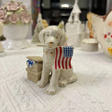 Lenox Patriotic Puppy Golden Retriever Dog Statue Figurine Ornament Home Decor Model