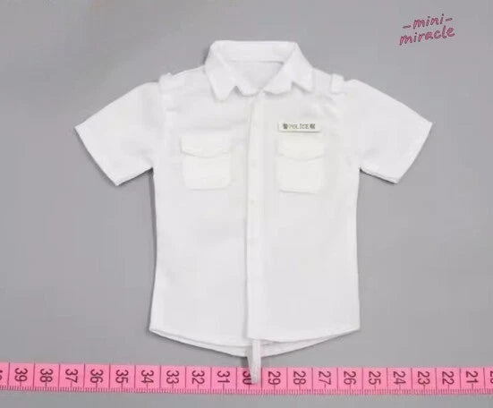 Police 1/6 White Short Sleeve Shirt Model Fit for 12" Action Figure Model