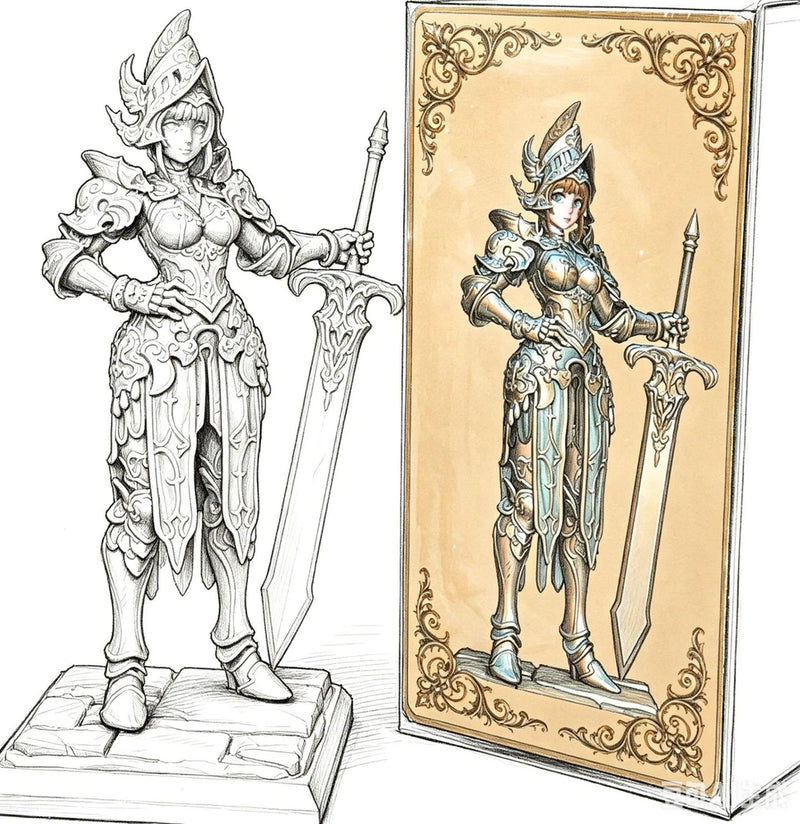 75mm Fantasy Female Knight Resin Figure Model Kit Unassembled Unpainted Model
