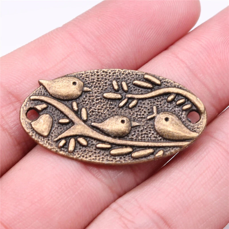 10pcs 36x19mm Birds oval Connector Charms For DIY Jewelry ef5104 Charms