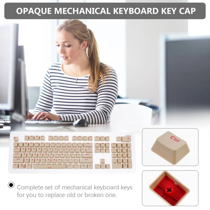 Mechanical Keyboard Key Caps Set Durable ABS Beige Decorative Replacement Keys Model