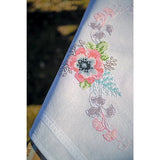 Vervaco stamped cross stitch kit tablechloth "Pastellblumen", 80x80cm, DIY Model