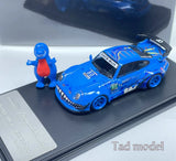 MC 1:64 Blue Dinosaur RWB 993 Figure Sports Model Diecast Display Car Box Model