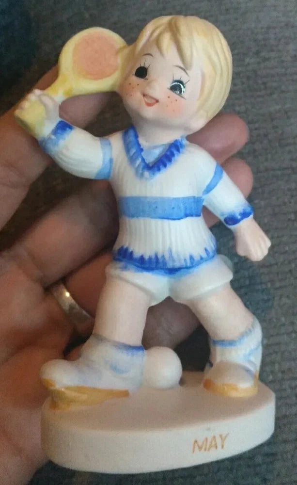 Lefton China Boy Tennis Player Figurine MAY Birthday 06343 Hand Painted MarkedG4 Model