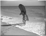 Alan Ladd carrying surf board on beach Original 5x4 B/W Photo Negative 1940's Model