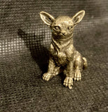 Sitting Chihuahua Dog 1 1/4" Brass Handcrafted Figurine Model