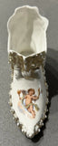 Antique German Porcelain Shoe Figurine Gilt Cherub Slipper Souvenir Mold 1925-A Model
