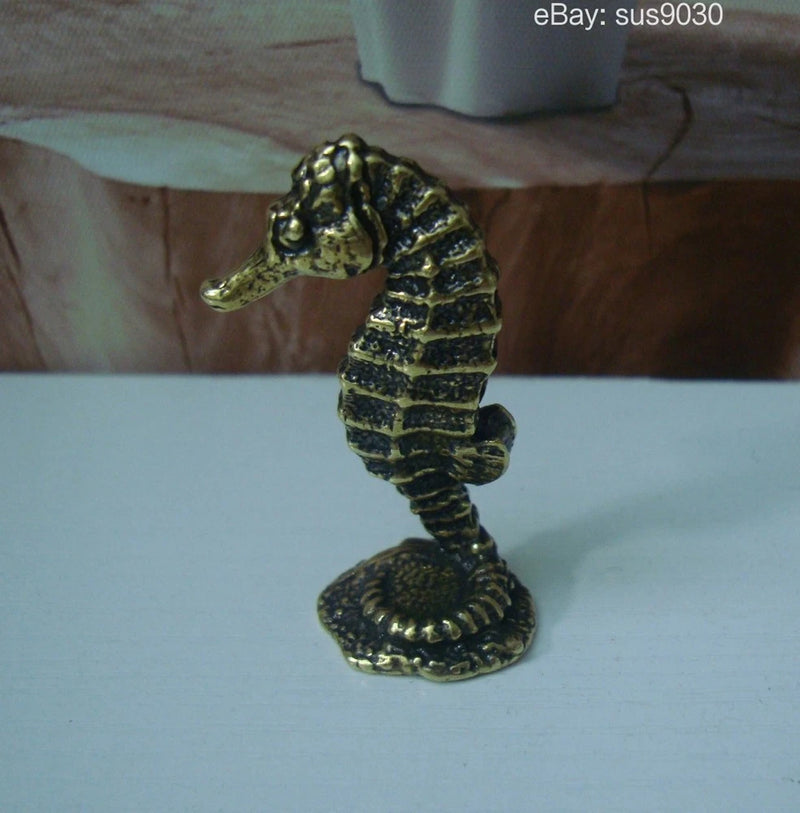 Vintage Solid Brass Seahorse Figurine Statue for Home Garden Decor Model