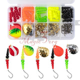 164pcs Fishing Rig DIY Making Kit Walleye Spinner Blades Floats Beads Crawler US Model