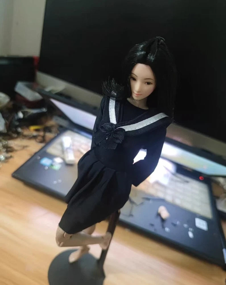 1/6 Scale Black Jk Neck Student Dress Model For 12" Action Figure Body Model