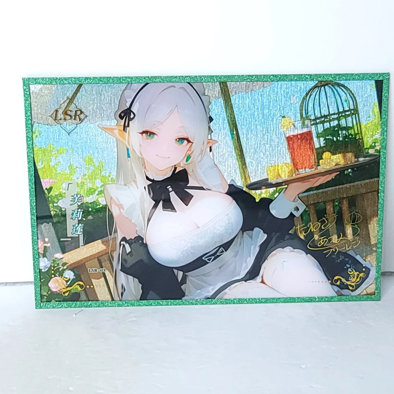 Frieren Waifu Card Anime Green Glitter Girl Wall Art Oversized Board A5 Model