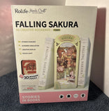 Rolife Falling Sakura DIY Book Nook Kit 3D Wooden Puzzle Bookshelf Decor LED Model