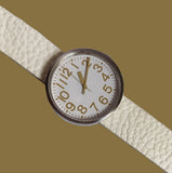 Vintage Muji Park Watch ?C Self-Winding Mechanical, White Dial, Leather Strap Model