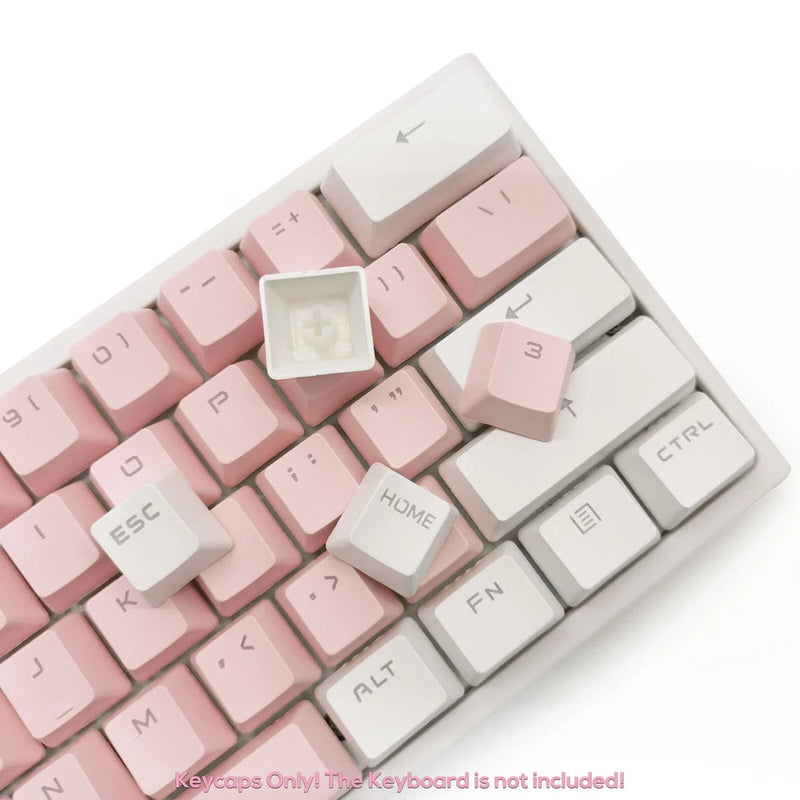Pink White PBT Double Shot Keycaps Set Backlit OEM for MX Mechanical Keyboards Model